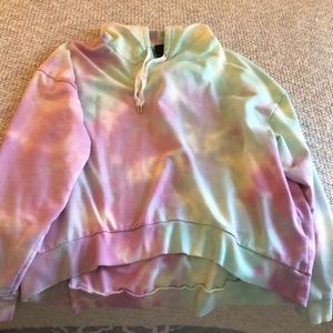Tie-dye high-low hoodie